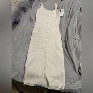 Abercrombie Button-Down Sweater Midi Dress cream